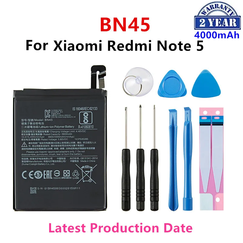100% Оригинальный аккумулятор BN45 4000 мАч для Xiaomi Redmi Note 5 Note5 BN45 Высококачественные сменные батареи для телефона + инструменты