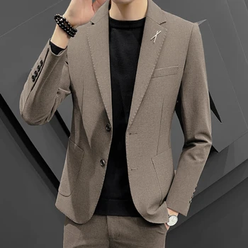 Высококачественная, модная и красивая весенняя новая мужская деловая Корейская версия прекрасного приталенного подросткового модного пальто для отдыха