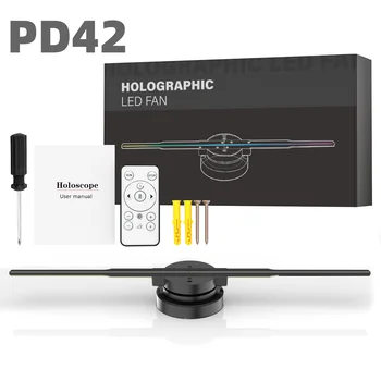 НОВЫЙ PD42 3D Голограмма Проектор Вентилятор Wifi Дисплей Бизнес Реклама Логотип Свет Голографическая Лампа Проекторы Праздничные Подарки