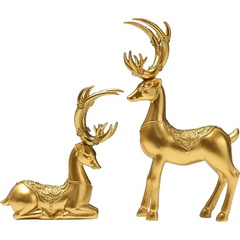 Украшение в виде Золотого Оленя Фигурка дикого животного Рождественские Украшения Рождественский Стол Орнамент