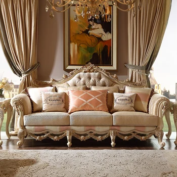 Европейский диван из массива дерева цвета слоновой кости, комбинированный диван из резной кожи, кожаный диван, чтобы сделать старый