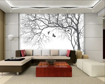 Обои Beibehang абстрактное черно-белое дерево телевизор диван фон обои украшение дома 3D обои papel de parede