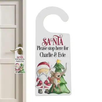 Дверная ручка для помещений, знаки с рождественским орнаментом, вешалка для дверной ручки, табличка с Санта-Клаусом, пожалуйста, остановитесь здесь, акриловое украшение для дверной ручки