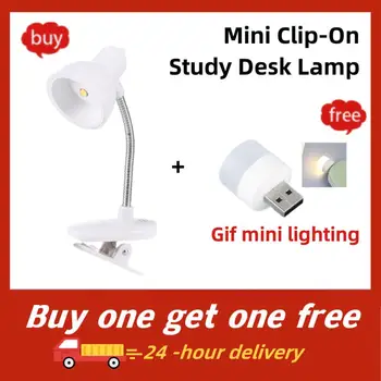 Мини-настольная лампа для учебы с креплением на батарейках, Гибкая прикроватная тумбочка, осветительные лампы, светодиодная мини-лампа для чтения книг, светильник для чтения