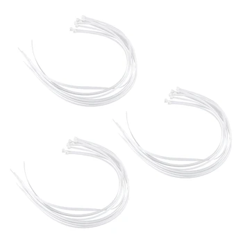 30 удлиненных кабельных стяжек 76 см, белые обертки на молнии