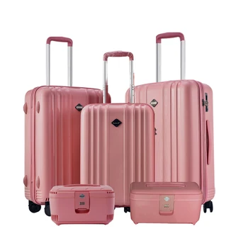 наборы для багажа Lady Pink из 5шт, легкие экологичные чемоданы из полипропилена с твердым корпусом, поставщик оптово-розничной тележки на молнии
