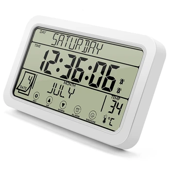 Цифровые настенные часы, цифровые часы на батарейках, 8-дюймовые настольные часы с температурой, влажностью, датой дня для дома