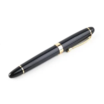 Высококлассный X450 Черного цвета с глубоким изгибом, резным средним наконечником, золотой отделкой, Авторучка для учебы, Офисные ручки