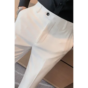 2023 Новые мужские весенне-осенние модные Деловые Повседневные Длинные брюки, костюмные брюки, мужские эластичные Прямые Официальные офисные брюки Z52