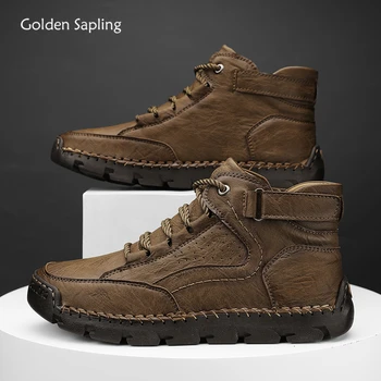 Повседневные мужские ботинки Golden Sapling, кожаная зимняя обувь в стиле ретро для мужчин, классическая походная обувь для отдыха, тактические рабочие ботинки