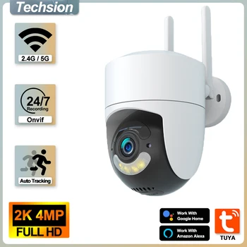 Камера TUYA 5G Wifi Surval для помещений с автоматическим отслеживанием 4MP HD Радионяня Наружное ИК-видеонаблюдение ночного видения с Onvif Alexa Smart Home