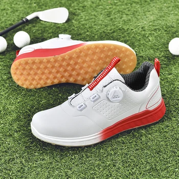 Профессиональная спортивная обувь для гольфа унисекс, белые, красные женские спортивные кроссовки для игроков в гольф, мужские кожаные туфли для гольфа