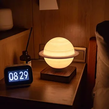 Окружающий свет на магнитной подвеске, скандинавский креативный роскошный дизайн, гостиная, мягкий свет, магнитно-левитирующая плавающая настольная лампа Saturn