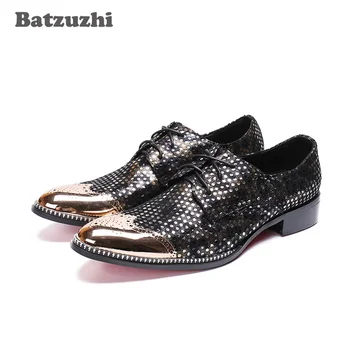 Batzuzhi/ Роскошная Мужская обувь На шнуровке, Дизайнерские модельные туфли, Мужские zapatos de hombre, Черные вечерние, Деловые Кожаные туфли для мужчин, US12