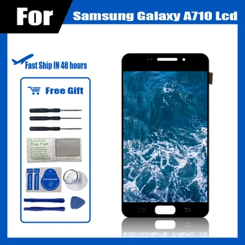 100% Протестированный ЖК-дисплей A710 для Samsung Galaxy A7 2016 A710 Дисплей С Сенсорным экраном и цифровым Преобразователем В сборе Для A710F A710M A7100 LCD OLED
