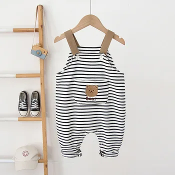MILANCEL/ Новый весенний комбинезон для малышей от 1 до 4 лет, штаны с милым мишкой в полоску для мальчиков, брюки для малышей 