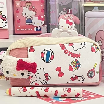 Пенал Sanrio Hello Kitty, аниме-мультфильм Kawaii, Студенческие сумки для ручек с печатью большой емкости, Сумки для хранения канцелярских принадлежностей, Подарки для девочек