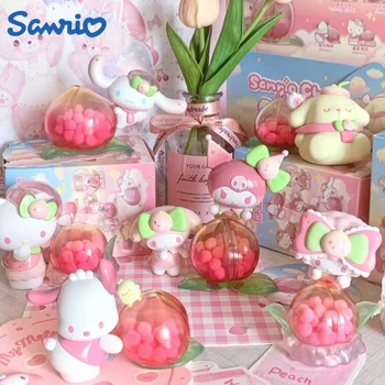Sanrio Vitality Серия Peach Paradise Коробка для штор ПВХ Фигурка Hello Kitty Cinnamoroll, кавайные коллекционные игрушки, подарки на День рождения для девочек