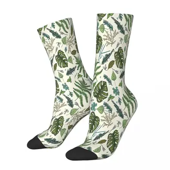 Носки с рисунком зеленых листьев, мужские И женские летние чулки в стиле хип-хоп