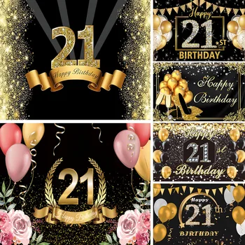 Черный фон 21-й день рождения счастлив 21 лет шампанское баннер фото фон декорации для вечеринок для женщин фото стенд реквизит