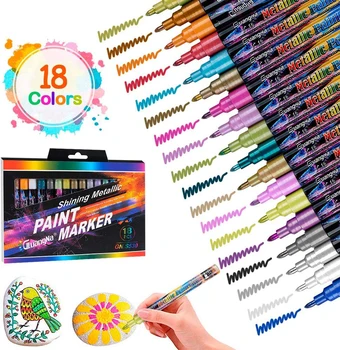 24 цвета акриловых металлических фломастеров Extra Fine Point Paint Pen Art, Перманентные маркеры для рисования открыток, надписи для подписи.