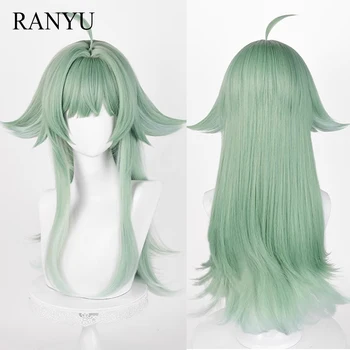 Парик RANYU Honkai Star Rail HuoHuo Синтетический длинный прямой зеленый парик для косплея из аниме-игр, термостойкий парик для вечеринки