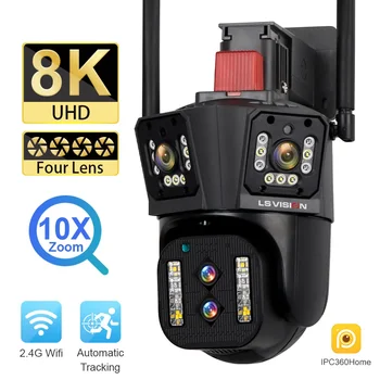 Наружная PTZ-Камера 8K HD Wifi IP-Камера С Тремя Объективами-Трехэкранное Автоматическое Отслеживание Видеонаблюдения CCTV Cam IPC360 Home