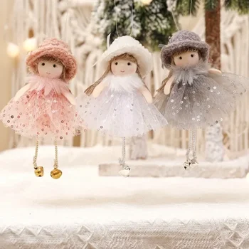 Горячие праздничные подарки Рождественская елка Подвеска из бисера Газовое платье Подвеска для девочки-ангела Детская милая кукла
