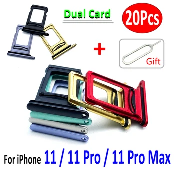20шт， Оригинальный лоток для SIM-карты с двумя картами, слот для чипа, держатель ящика, Аксессуары для адаптера, замена для iPhone 11 Pro Max + Pin