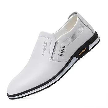 2023 Модная мужская повседневная обувь из мягкой кожи на мягкой подошве, мужская обувь для вождения, мужская обувь унисекс