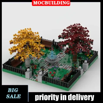 MOC Urban Architecture Street View Модульный парк с 4 боковыми соединениями Модель Коллекция строительных блоков Серия игрушек и подарков