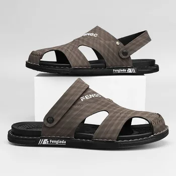 Сандалии Baotou, мужские повседневные сандалии для занятий спортом на открытом воздухе, тапочки, новая летняя дышащая мужская пляжная обувь двойного назначения для вождения.