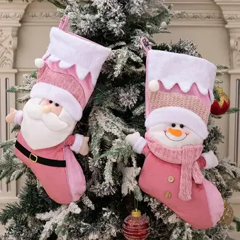 Рождественский подарок Подвеска в виде Носка Рождественское Украшение Чулок Праздничные Рождественские Украшения для Чулок Санта Клаус Снеговик Белый Топ
