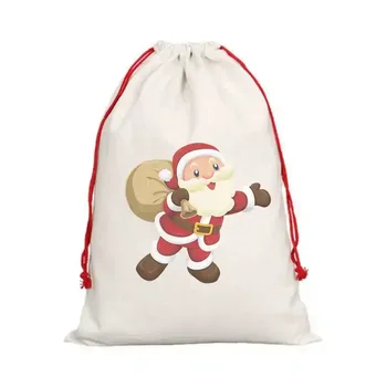 Бесплатная доставка, 2 шт. Самых продаваемых сублимационных заготовок, рождественские мешки для Санта-Клауса, сумки на шнурках для индивидуальной печати среднего размера