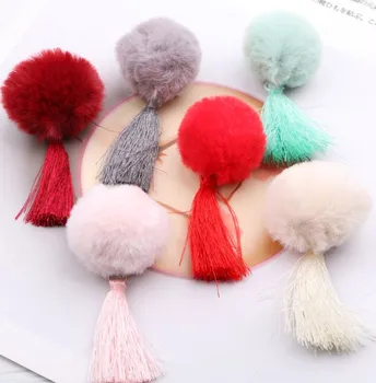 Детский головной убор в китайском стиле, новогодняя разноцветная заколка с меховым шариком для девочек, праздничный подарок на заколку для волос для девочек