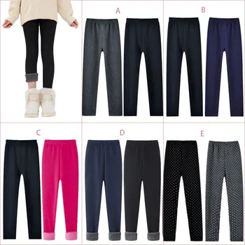 Осенне-зимние брюки для девочек, толстые теплые детские леггинсы на флисовой подкладке, детские брюки