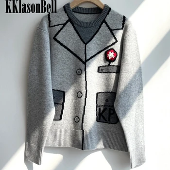 12,9 KKlasonBell 100% Кашемировый свитер Женский с 3D рисунком Вязаный крючком пуловер Свитер женский