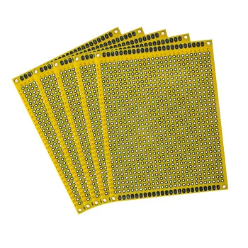 5ШТ печатная плата Желтая двусторонняя плата 7 * 9 см PCB DIY Универсальные печатные платы