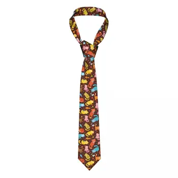 Разноцветный галстук из пряжи Cat Play, галстуки с животными, галстук с 3D принтом, галстук для вечеринки, полиэстер