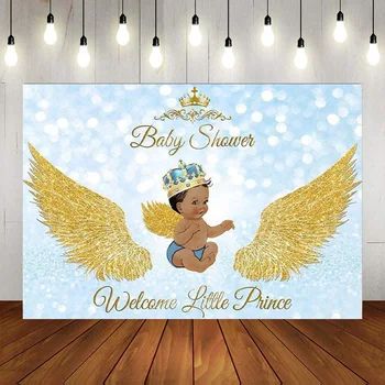 Royal Prince Baby Shower Синий Пользовательский Фон для Дня Рождения, Украшение Фотографии, Золотой Фон для фотографий, Корона, Баннер, Студийные Комплекты