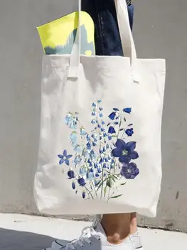 Женские сумки для покупок с принтом, повседневные сумки для покупок, женская сумка на плечо в стиле 90-х с цветочным рисунком для девочек, графическая холщовая сумка-тоут