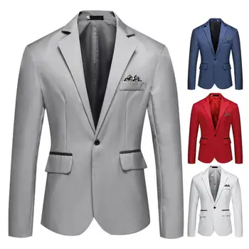 Мужской пиджак, мужской пиджак, элегантное приталенное мужское пальто для свадьбы жениха в формальном деловом стиле на одной пуговице