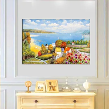 1191551 Пейзажная картина подвесная картина фон дивана украшение стен входное крыльцо картина маслом