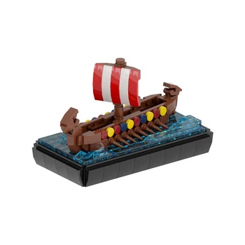 MOC Корабль-дракон, корабль викингов, Средневековые военные войны, Пиратский набор строительных блоков, Фигурки Содье, Лодка, Парусник, игрушка для детей