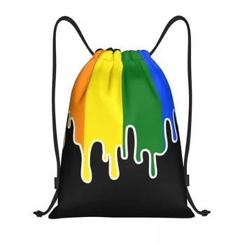 Рюкзак с капельным шнурком с флагом гей-прайда, Женский Мужской рюкзак для спортзала, переносная Радужная ЛГБТ-сумка для покупок, мешок