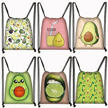 Женский рюкзак с 3D рисунком Лимона и авокадо, мягкая обложка, женская сумка для хранения на шнурке, для путешествий, Портативные сумки для книг, подарок