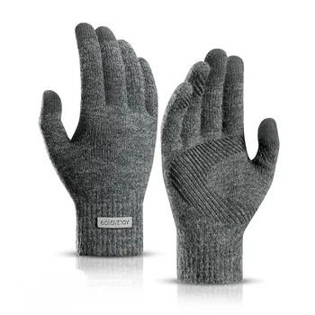 Классические мужские вязаные перчатки, теплые зимние Противоскользящие перчатки с сенсорным экраном, Спорт на открытом воздухе, Велоспорт, Бег, Перчатки для вождения, Варежки