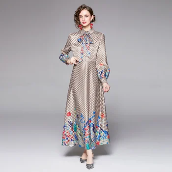 Дизайнерское платье в клетку с принтом шахматной доски, подиумное платье, Новинка Весны, женский модный роскошный праздничный длинный пляжный сарафан Макси в стиле бохо.