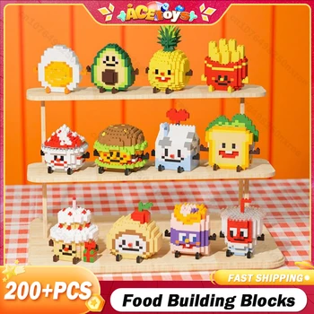 Мини-милые пищевые строительные блоки, креативные хлебные чипсы, жареный фруктовый торт, развивающие игрушки Happy Play для детей, классический подарок из кирпича своими руками