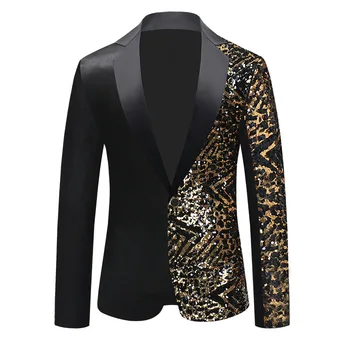 Новый Персонализированный Тонкий пиджак с блестками в тон леопардовому костюму на одной пуговице, ведущий бара, ночного клуба, певец, Танцевальная одежда для сцены